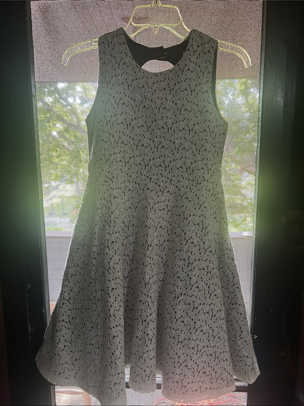 Girls white flower eyelet Fit-and-Flare Dress